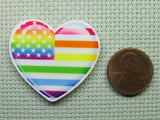Second view of the Rainbow Heart Flag Needle Minder