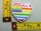 Third view of the Rainbow Heart Flag Needle Minder