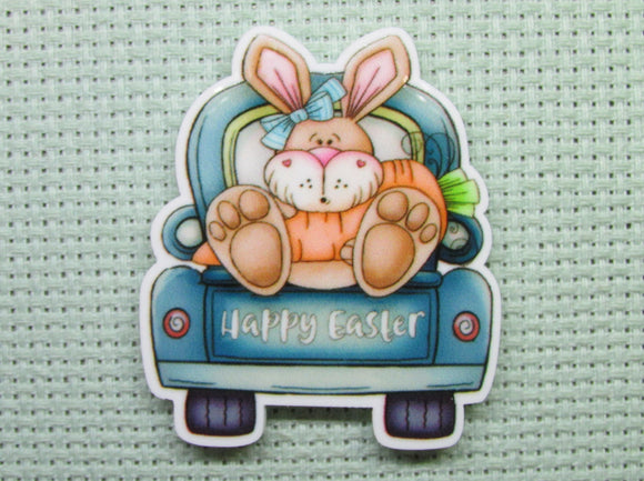 First view of the It's the Easter Bunny, in the Back of a Blue Truck. Wishing Us Happy Easter! Needle Minder