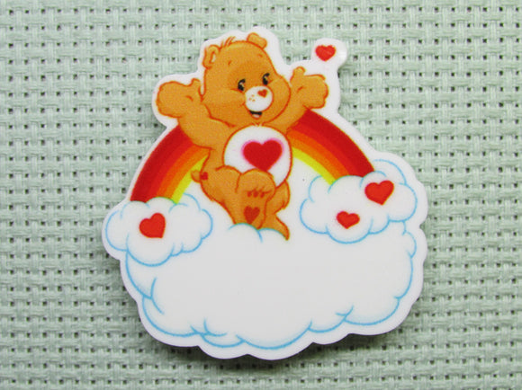 First view of the Tenderheart Bear in a Cloud with a Rainbow Needle Minder