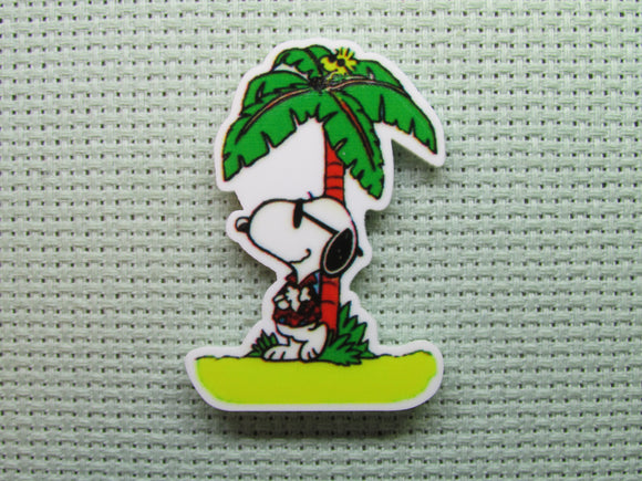 First view of the Snoopy Lounging Under A Palm Tree Needle Minder