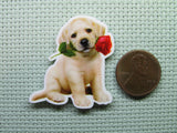 Second view of the Adorable Puppy Bringing You a Rose Needle Minder