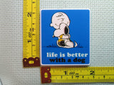 Third view of the Life is Better With A Dog Charlie Brown Needle Minder