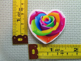 Third view of the Beautiful Rainbow Colored Heart with Dew Drops Needle Minder