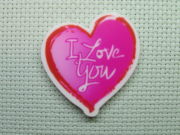 First view of the I Love You Pink Heart Needle Minder
