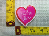 Third view of the I Love You Pink Heart Needle Minder