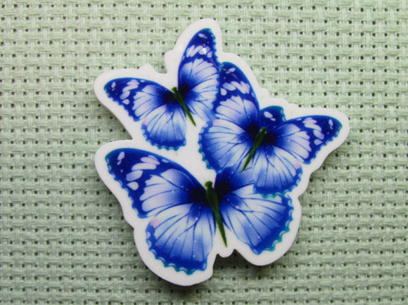 First view of the A Trio of Blue Butterflies Needle Minder