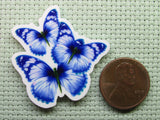 Second view of the A Trio of Blue Butterflies Needle Minder