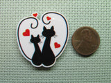 Second view of the A Pair of Black Cats in a Tail Heart Needle Minder