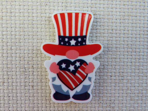 First view of Patriotic Heart Gnome Needle Minder.