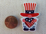 Second view of Patriotic Heart Gnome Needle Minder.