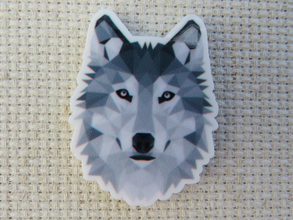 First view of Gray Scale Wolf Head Needle Minder.