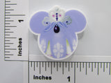 Third view of the Small Purple and White Mouse Head with a Crown Needle Minder