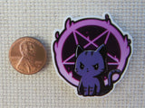 Second view of Purple Witch Cat Needle Minder.