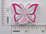 Third view of the Love Faith Hope Strength Breast Cancer Awareness Butterfly Ribbon Needle Minder