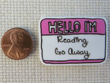 Second view of Hello I'm Reading, Go Away Needle Minder.