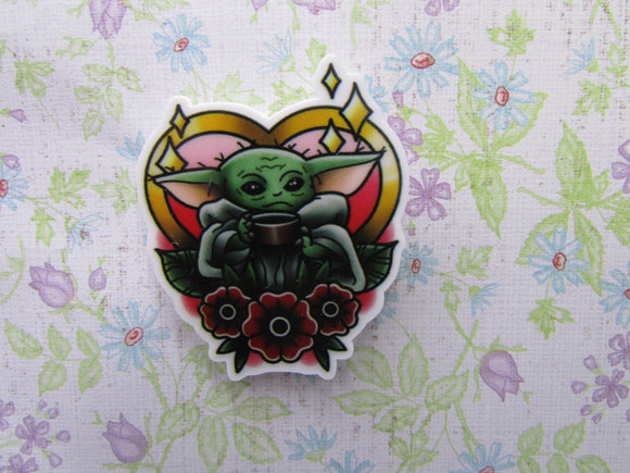 First view of the Alien in a Heart with Flowers Needle Minder