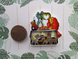 Second view of the Lady and the Tramp Eating Spaghetti with Pups Playing Under the Table Needle Minder