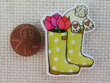 Second view of Bunny in a Boot Needle Minder.