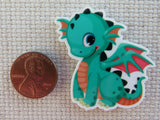 Second view of Adorable Green Dragon Needle Minder.