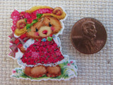 Second view of Cute Bear Wearing a Red Dress Needle Minder.
