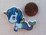 Second view of Blue Unicorn Mermaid Needle Minder