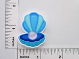 Third view of the Blue Clam Shell with a Pearl Inside Needle Minder