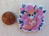 Second view of Adorable Fox Playing in the Flowers Needle Minder.
