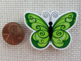 Second view of Elegant Green Butterfly Needle Minder.