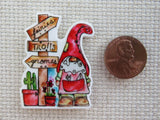 Second view of Red Garden Gnome Needle Minder.