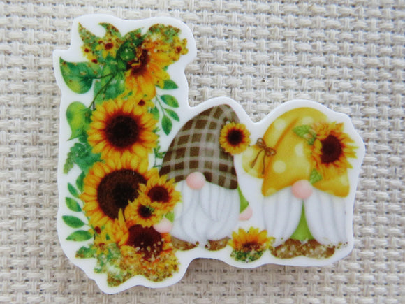 First view of A Pair of Sunflower Gnomes Needle Minder.
