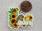 Second view of A Pair of Sunflower Gnomes Needle Minder.
