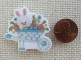 Second view of Bunny in a Wheelbarrow Needle Minder.