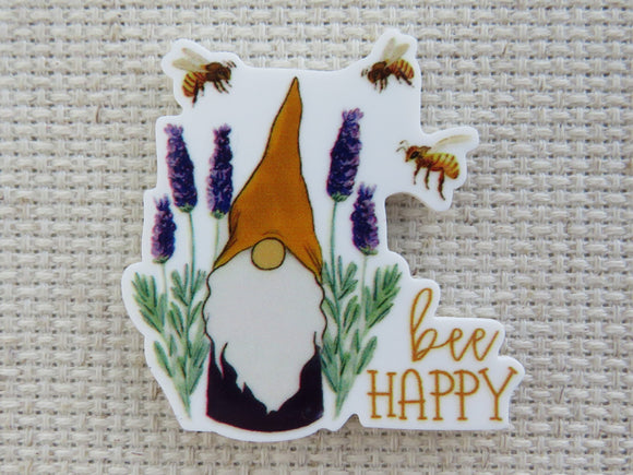 First view of Bee Happy Lavender Gnome Needle Minder.