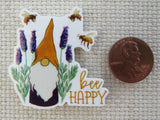 Second view of Bee Happy Lavender Gnome Needle Minder.