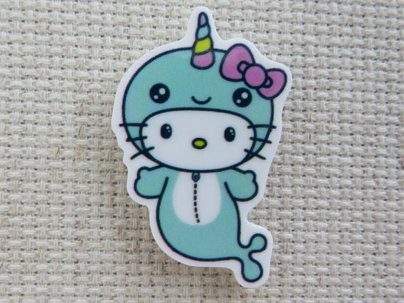 First view of Cute White Kitty as a Narwhal Needle Minder.