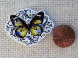 Second view of Pretty Blue and Yellow Butterfly Needle Minder.