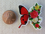 Second view of Red Rose Butterfly Needle Minder.