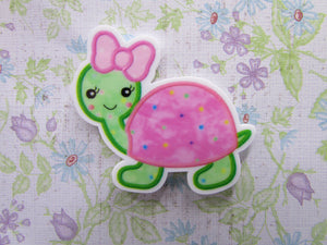 First view of the Cute Pink and Green Turtle Needle Minder