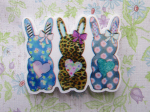 First view of the A Trio of Colorful Bunnies with Hearts Needle Minder