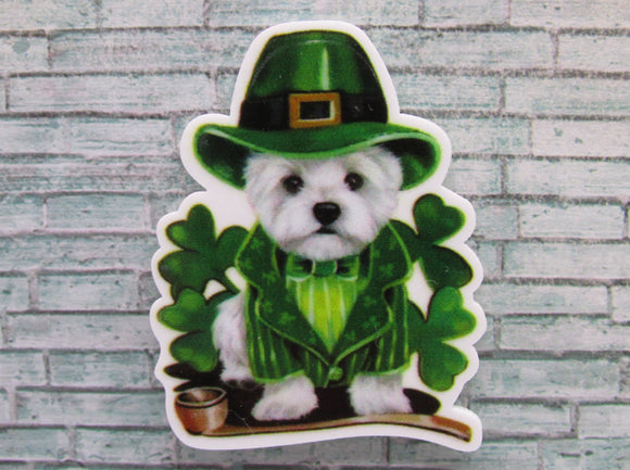 First view of the White St Patrick's Day Dog Needle Minder