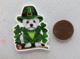 Second view of the White St Patrick's Day Dog Needle Minder