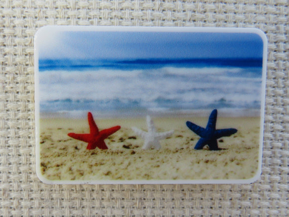 First view of Patriotic Starfish on a Beach Needle Minder.