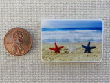 Second view of Patriotic Starfish on a Beach Needle Minder.