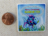 Second view of Merry Christmas Rainbow Fish Needle Minder.