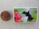 Second view of Hummingbird Sipping from a Pink Flower Needle Minder.