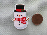 Second view of the Scarf Wearing Snowman Needle Minder