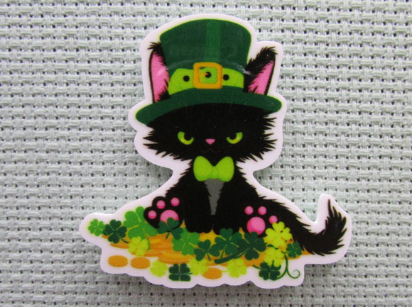 First view of the St Patrick's Day Black Cat Needle Minder