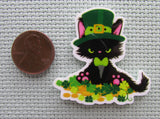 Second view of the St Patrick's Day Black Cat Needle Minder
