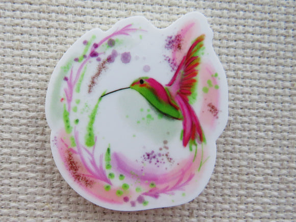 First view of Pink and Green Hummingbird Needle Minder.